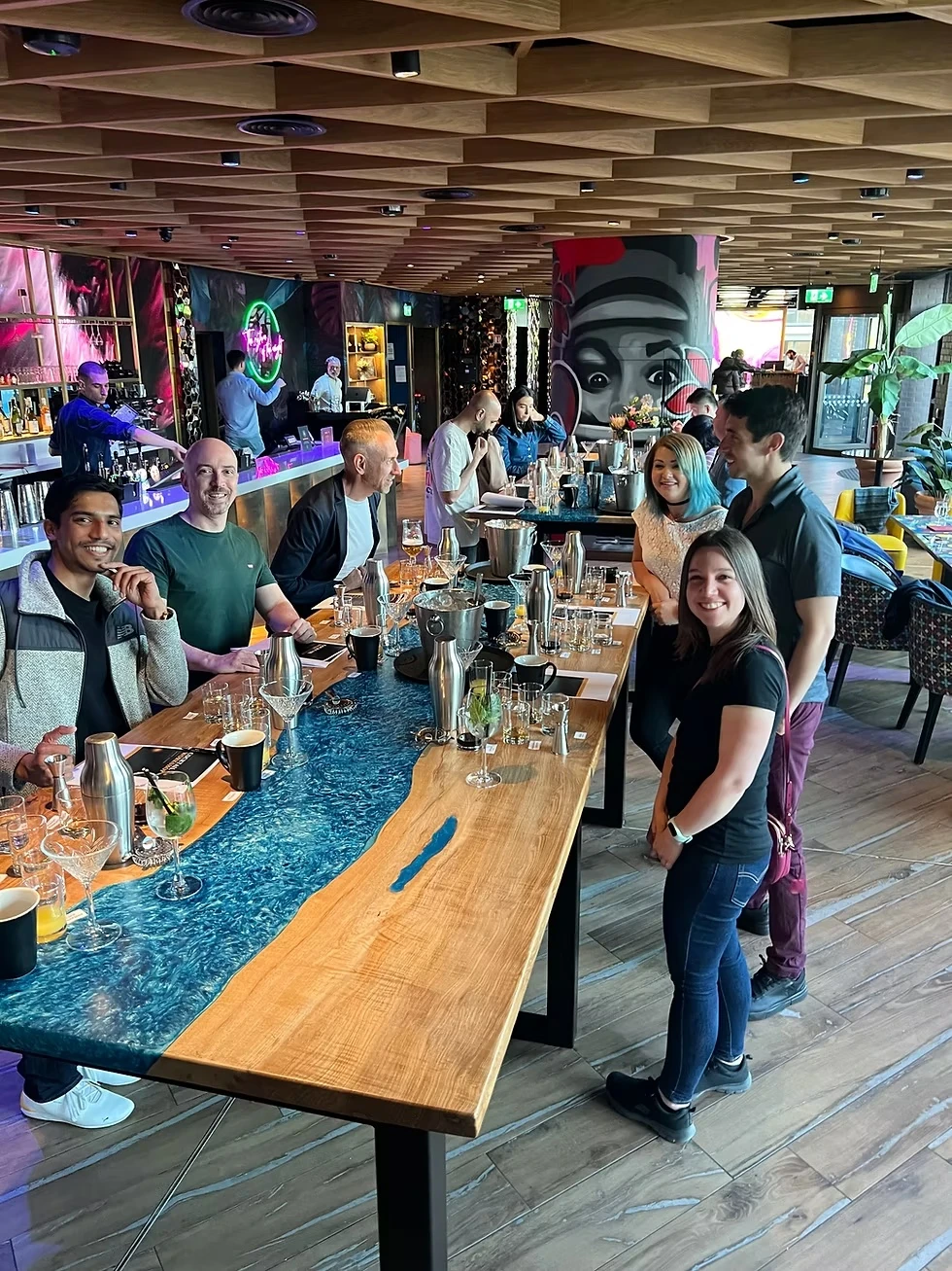 Guests enjoying a cocktail making class in Dublin